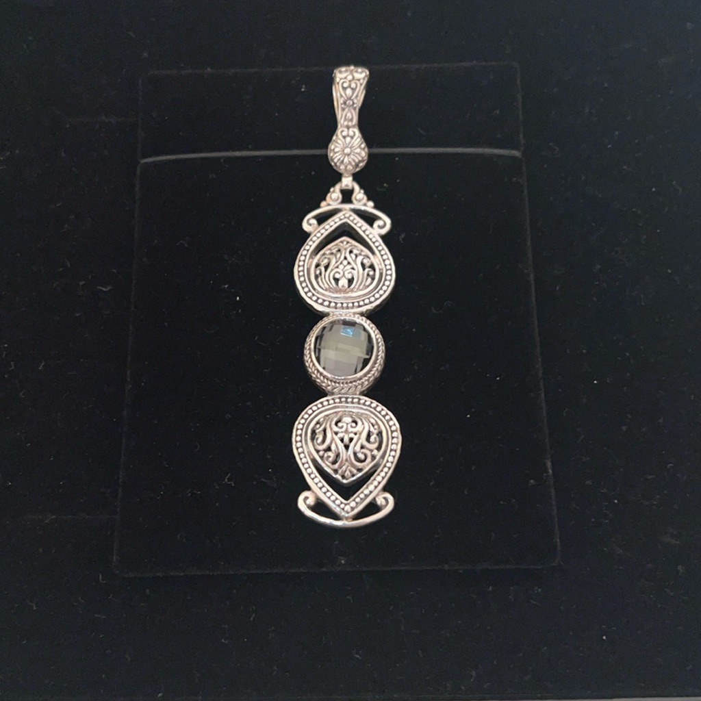 Luxury Artisan Of Bali Mystic Quartz Enhancer Pendant. Solid Sterling Silver.